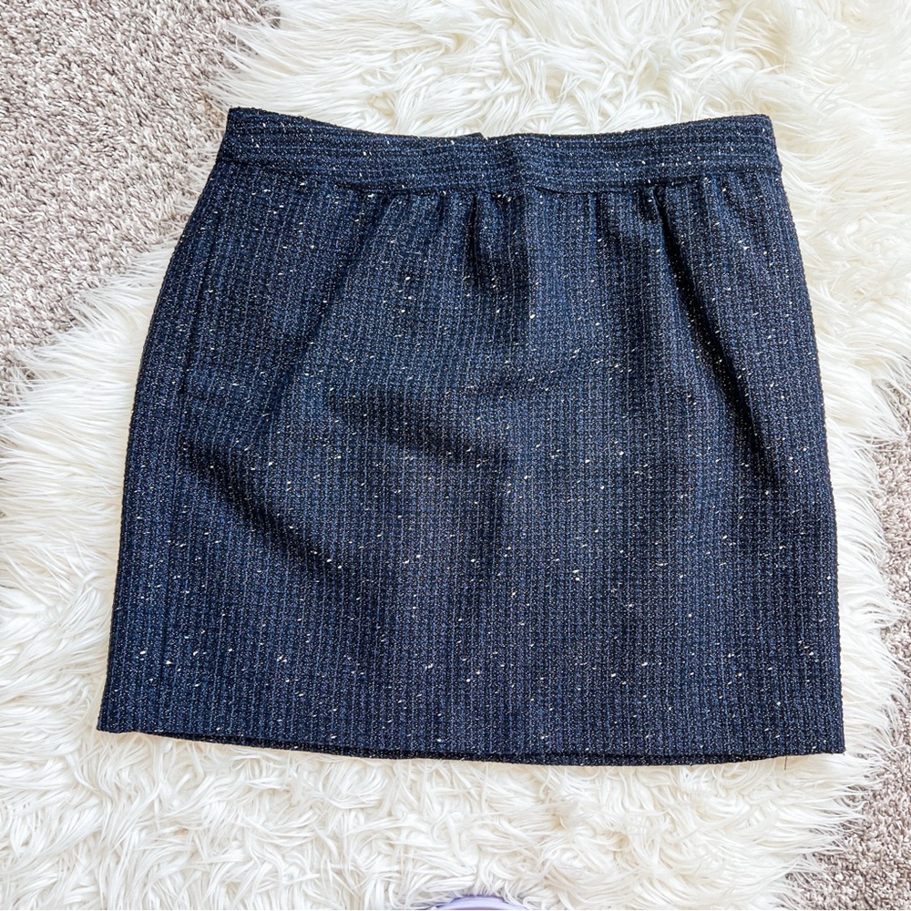 LOFT Navy Tweed Shimmer Mini Skirt Petite 6P